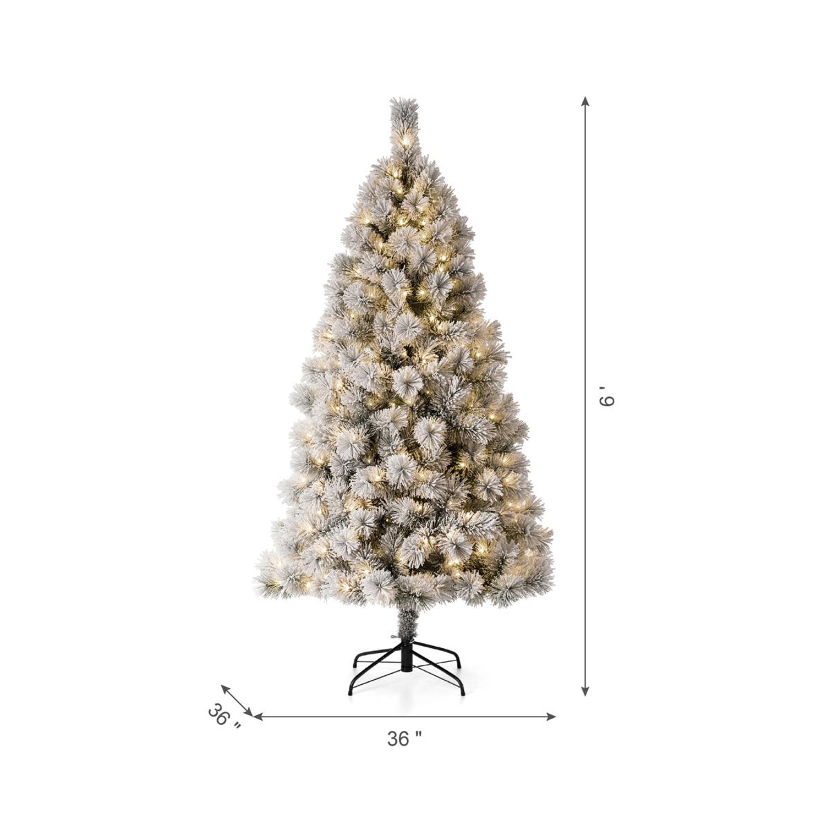 Glitzhome 6 Ft. Preloaded LED Pencil Pine Artificial Christmas Tree