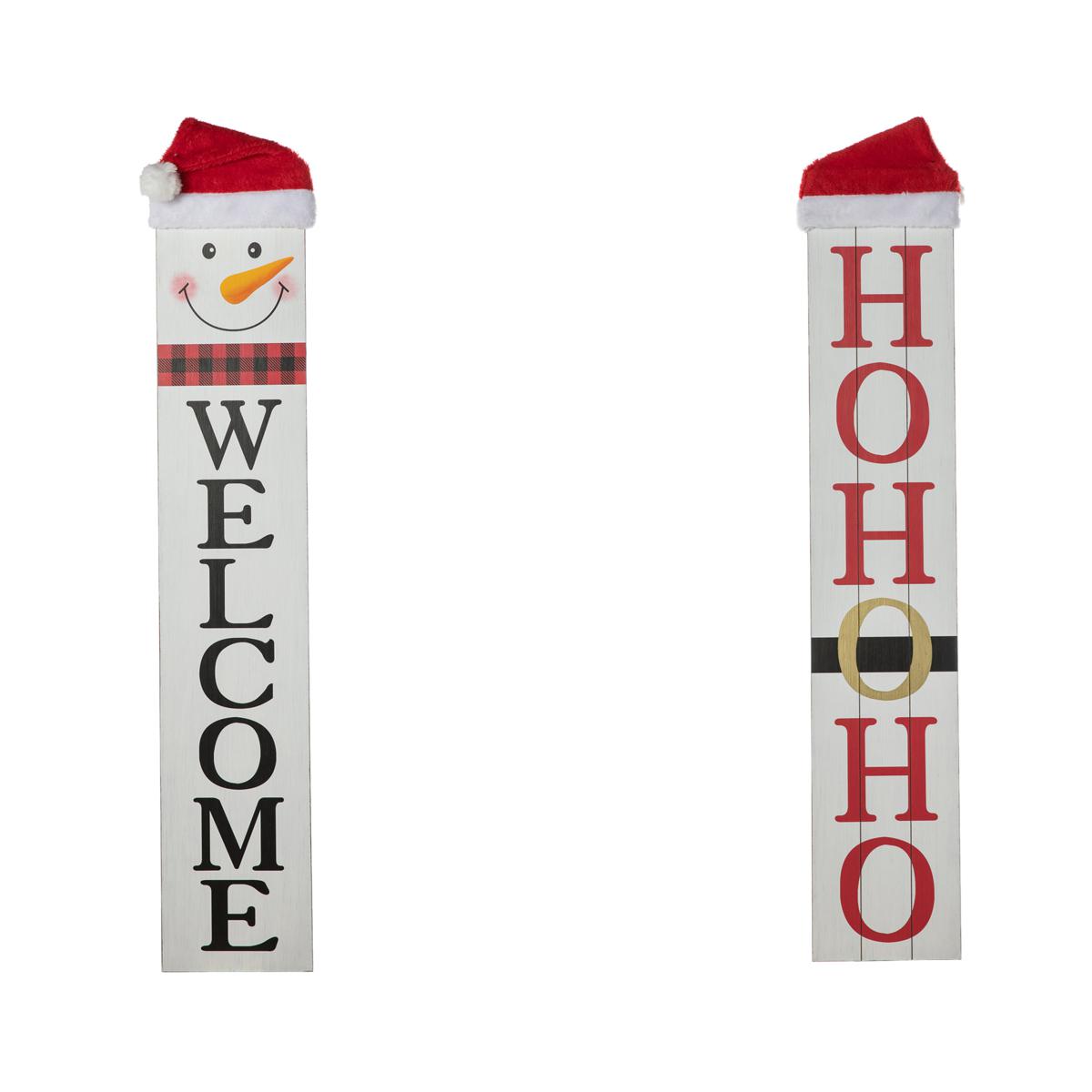 Glitzhome Reversible Wooden HoHoHo/Snowman Porch Sign - 20775119 | HSN