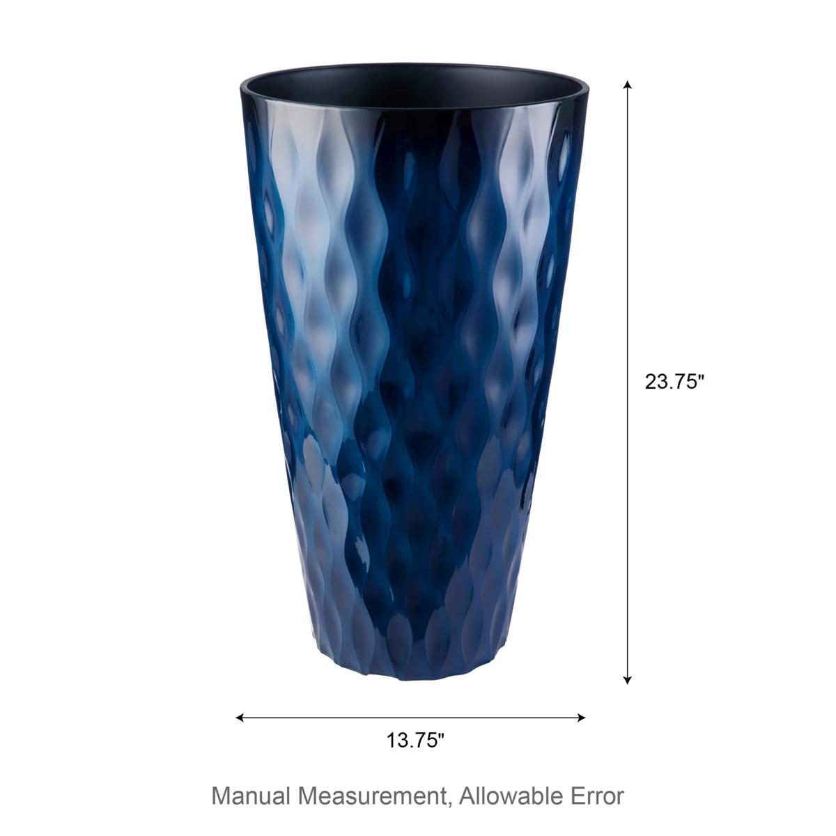 Glitzhome Set of 2 Oversized Wavy Texture Cobalt Blue Plastic