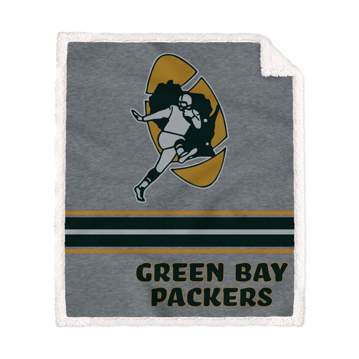 NFL Green Bay Packers Embossed Logo Sherpa Stripe Blanket