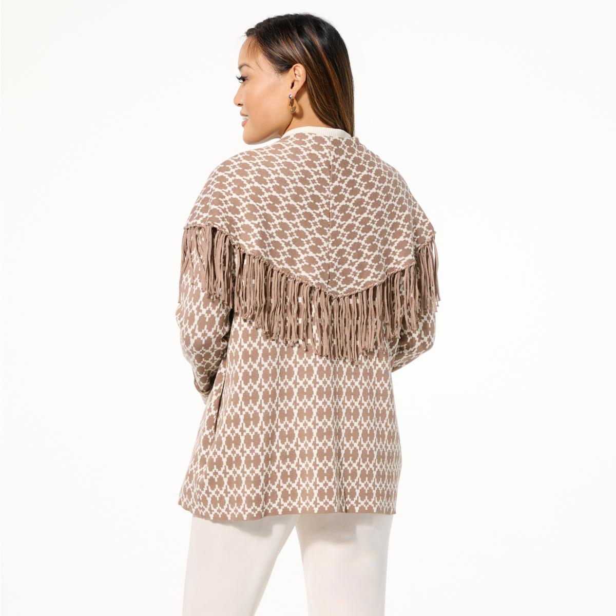 GREY by Jhoan Sebastian Grey Fringed Jacquard Sweater Topper | HSN