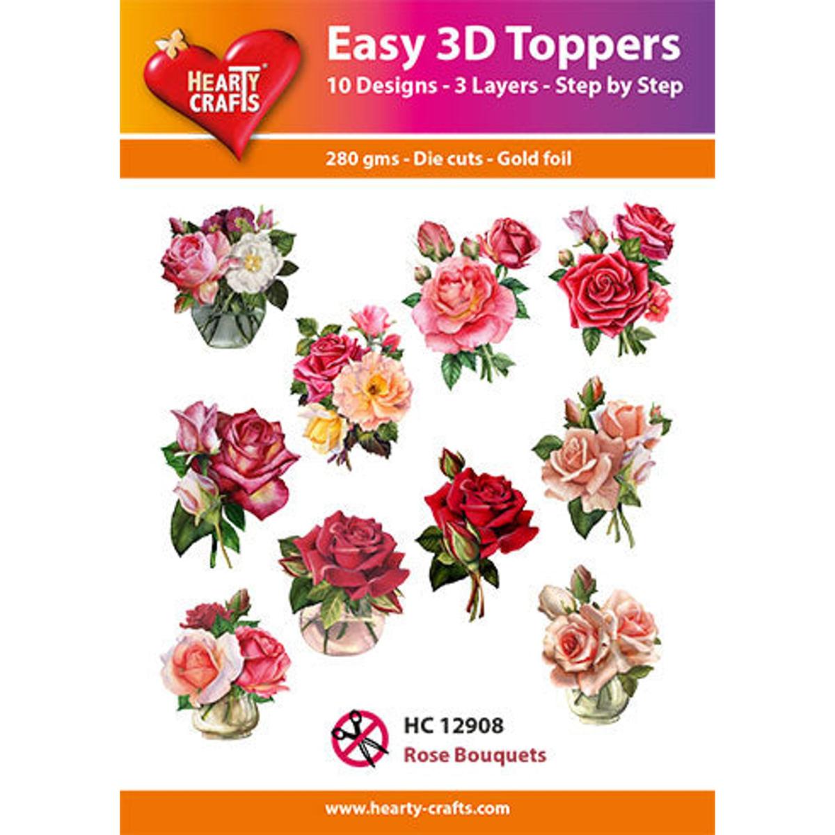 Hearty Crafts Easy 3D - Toppers Rose Bouquets - 20530541 | HSN