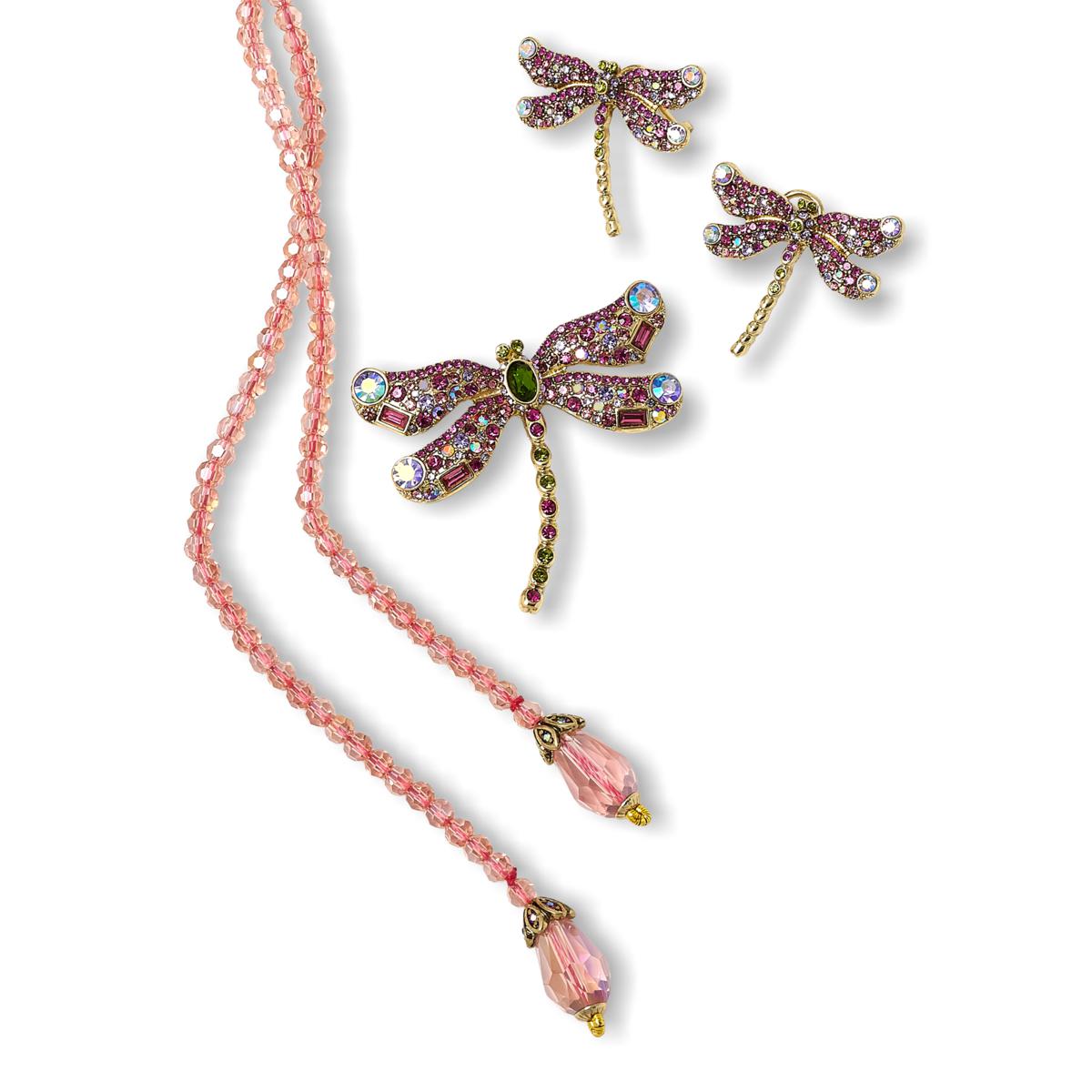 Heidi Daus Vintage Pink Butterfly Pendant Necklace deals Embedded Crystals