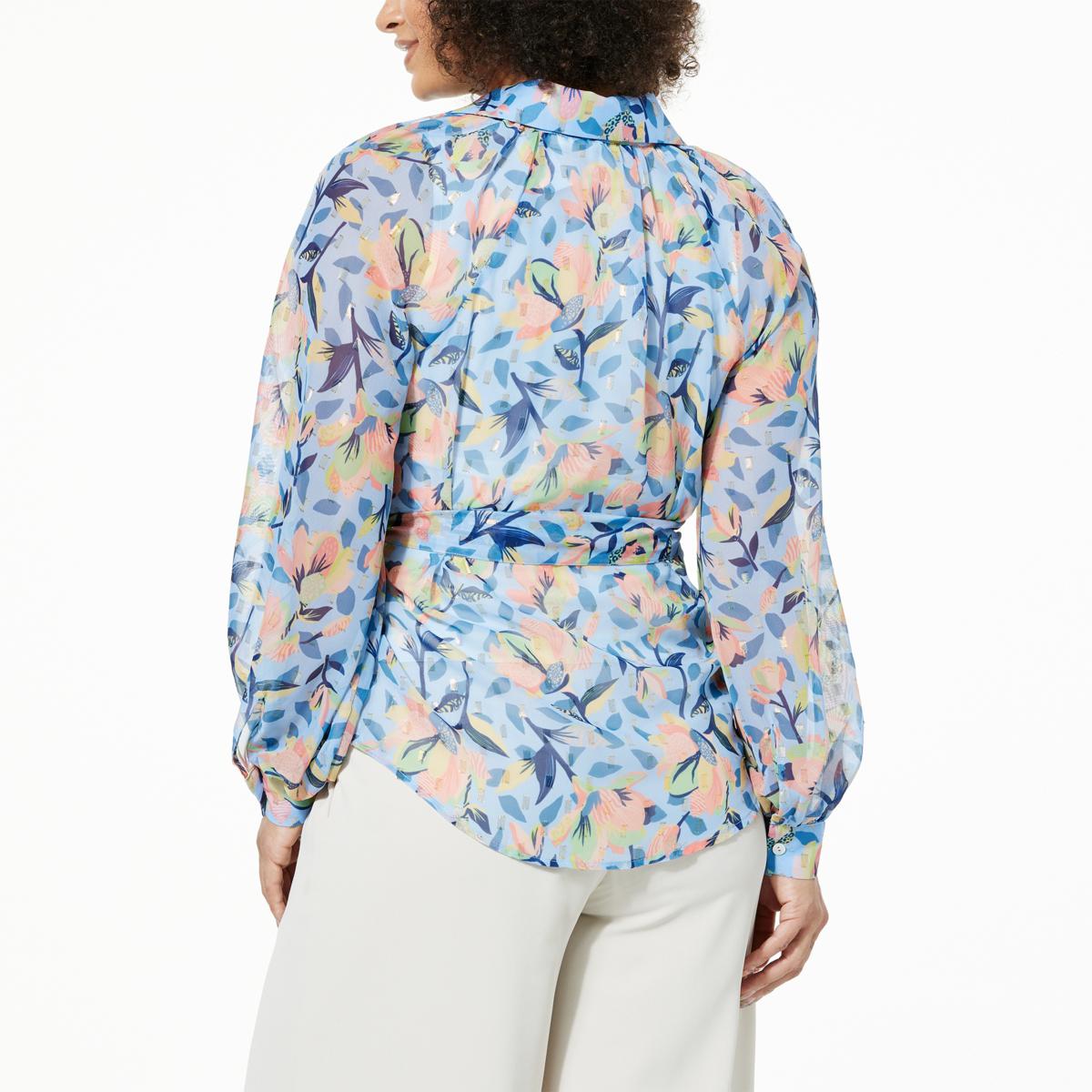 HFR x Undra Celeste Printed Metallic Clip Dot Top - 21889665