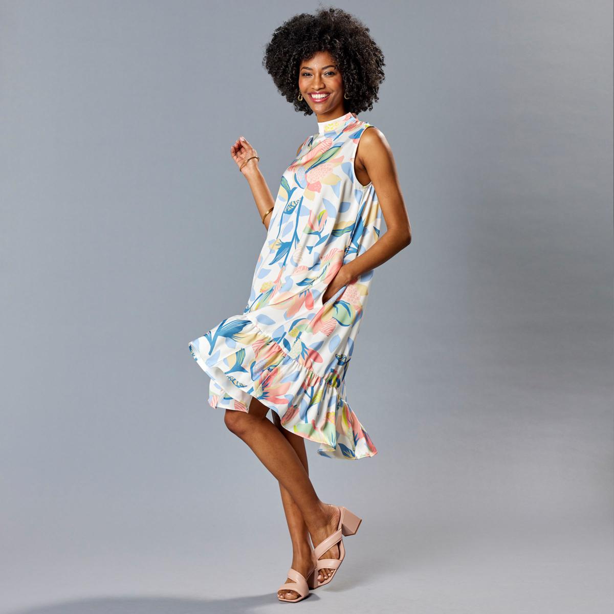 HFR x Undra Celeste Satin Mock-Neck Sleeveless Dress