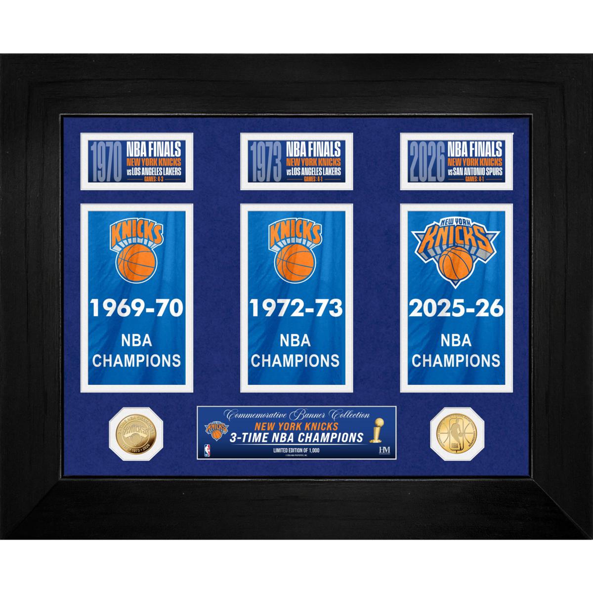 Highland Mint New York Knicks 3x Deluxe Banner Bronze Coin Photo