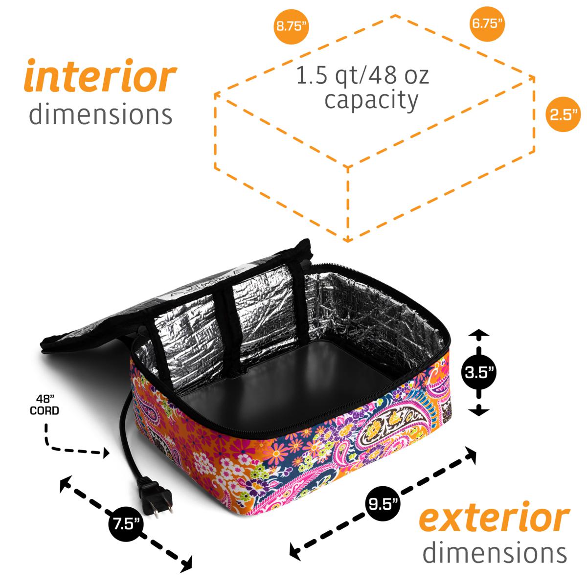 Hot Logic Aqua Floral Print Portable Mini Oven and Food Warmer