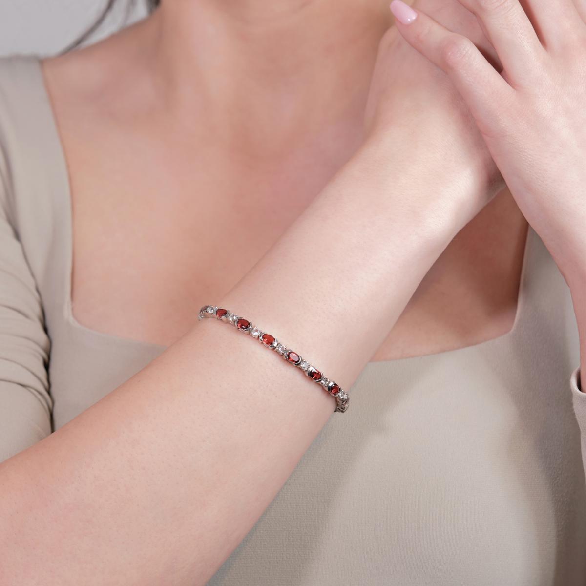 House of Ellure Red Garnet and White Topaz Tennis Bracelet | HSN