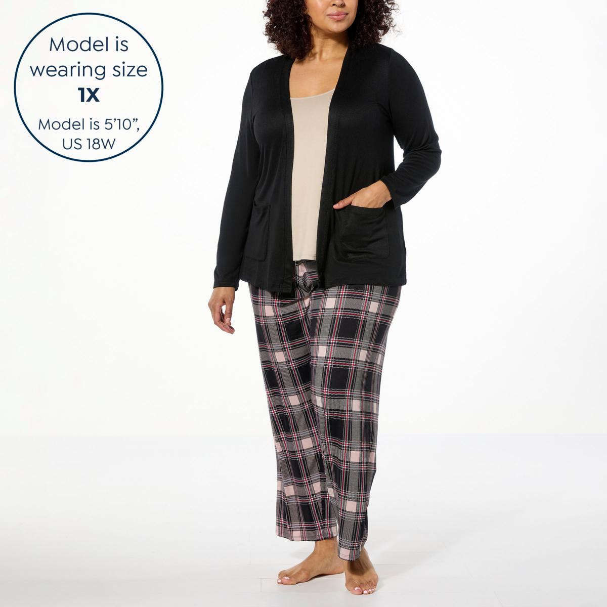 HUE 3 piece Cardigan Tank Pant PJ Set 22960249 HSN