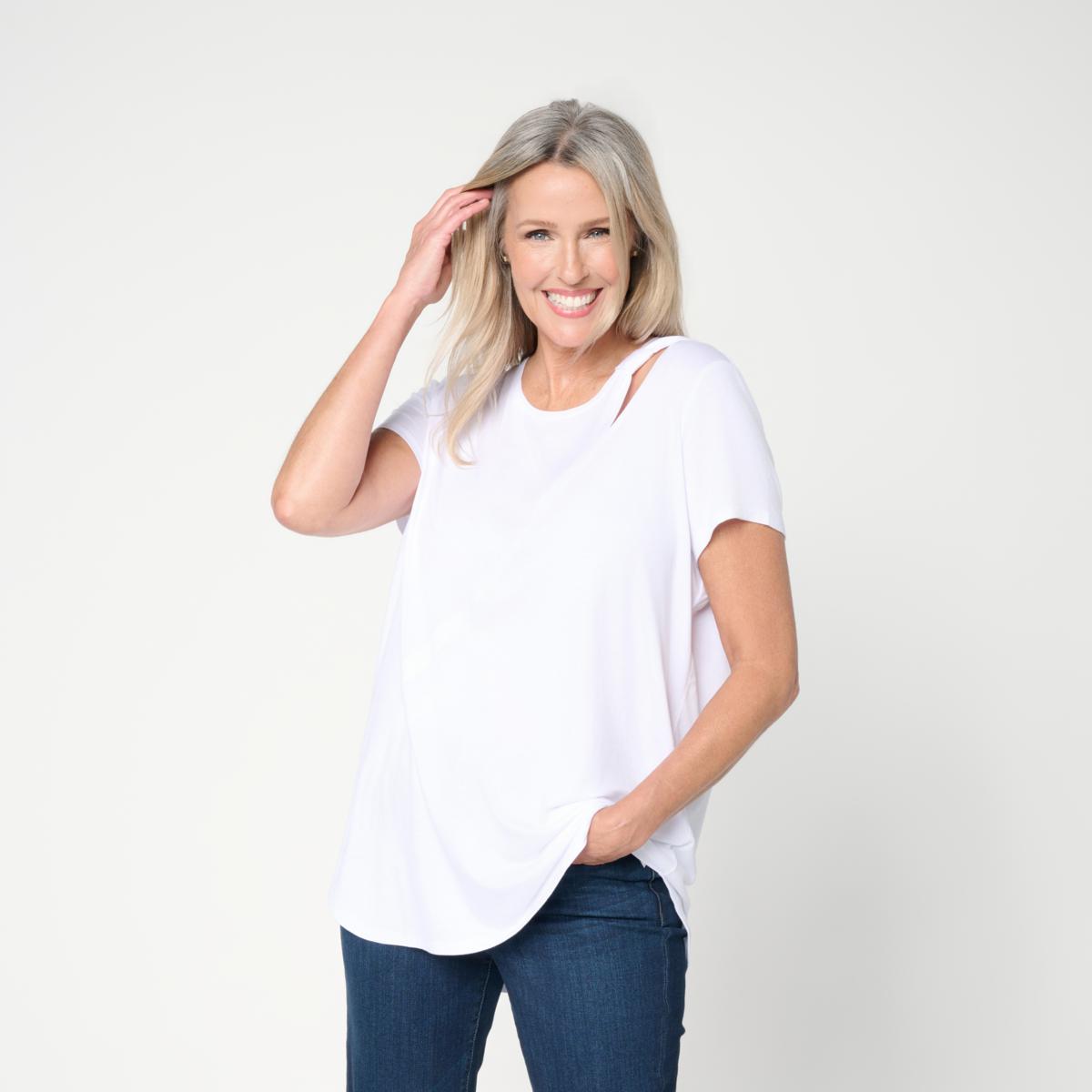 HUE Knit Top with Asymmetrical Bow Detail | HSN HUE Knit Top with Asymmetrical Bow Detail | HSN