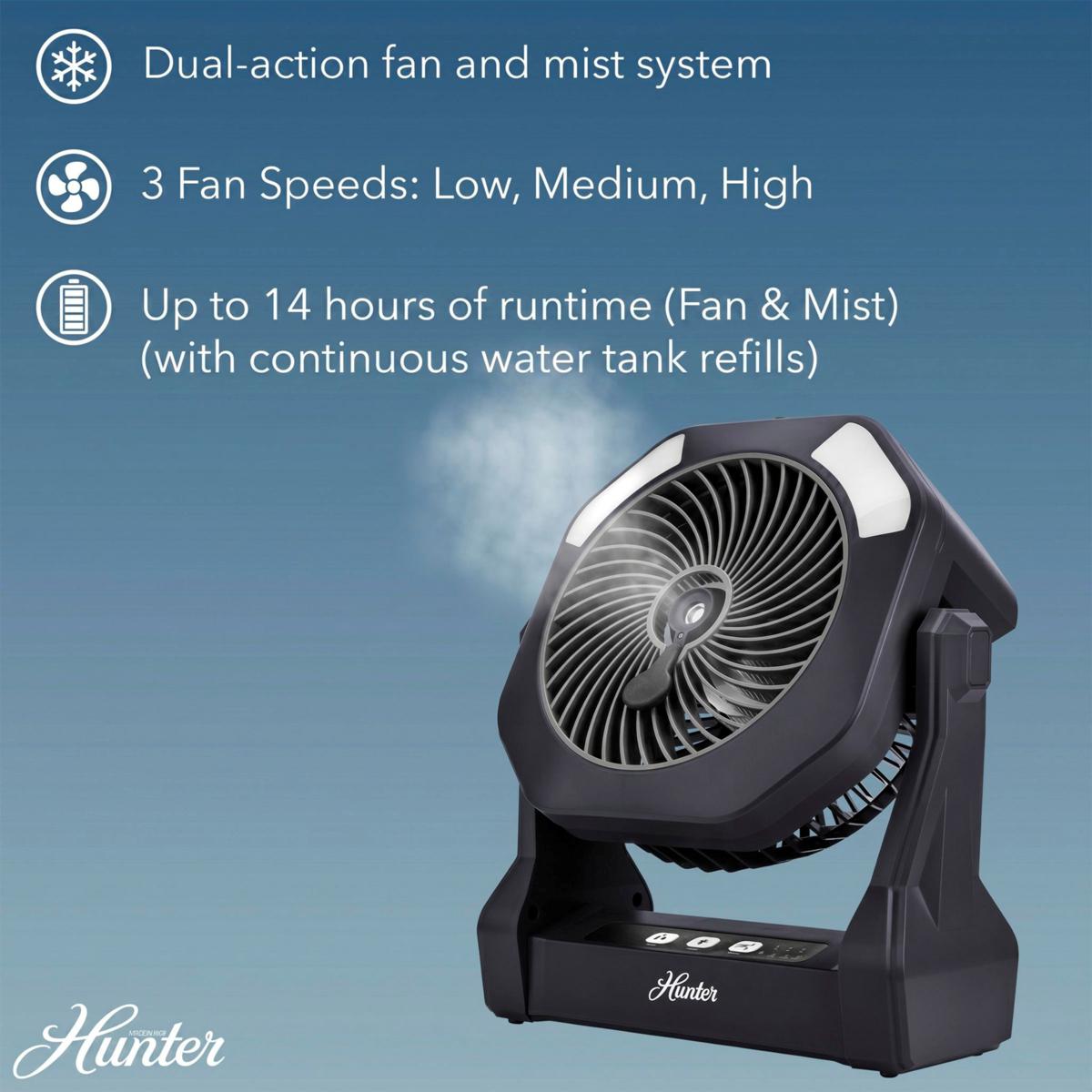 Hunter Rechargeable Fan with Mist Feature | HSN