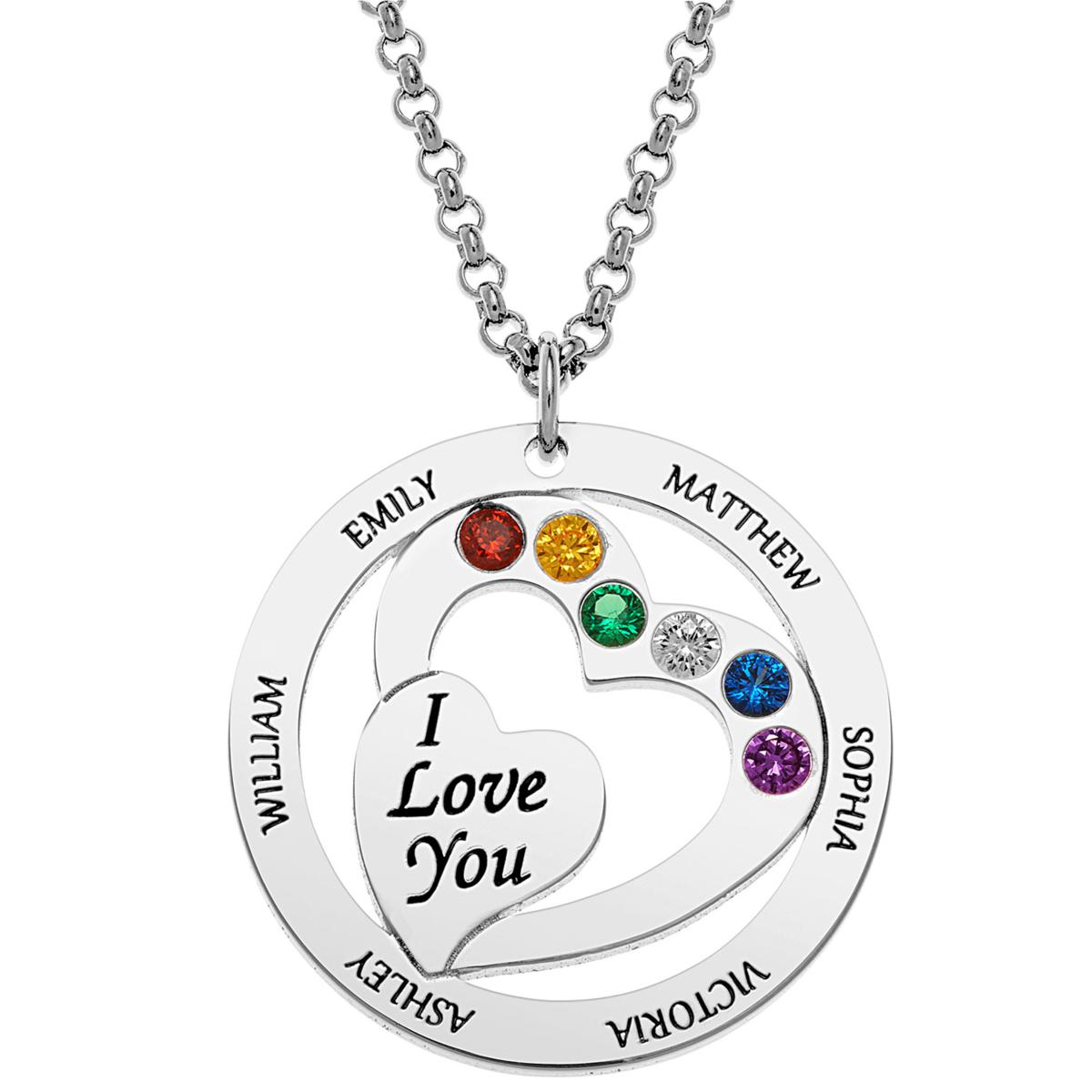 Heart necklace with sales name and birthstone