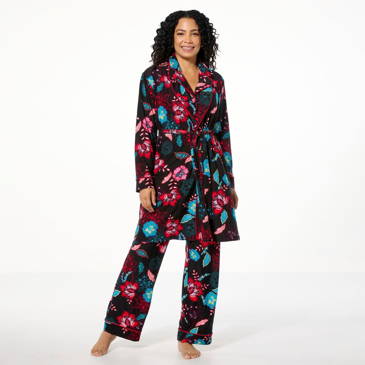 IMAN Global Chic Buttery Soft Knit Robe with Piping Detail