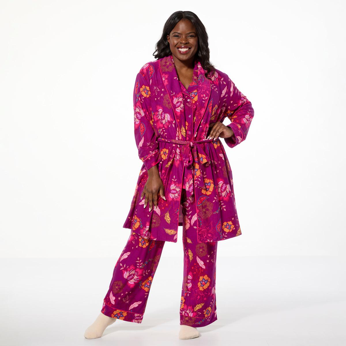 IMAN Global Chic Buttery Soft Knit Robe with Piping Detail