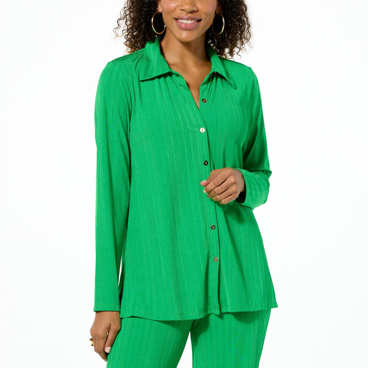 IMAN Global Chic Ribbed Knit Button-Front Topper - 22782630