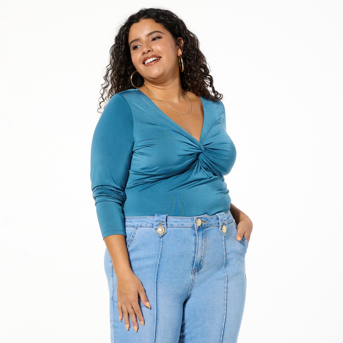 IMAN Global Chic Silky Knit Twist Front Top - 23120956 | HSN
