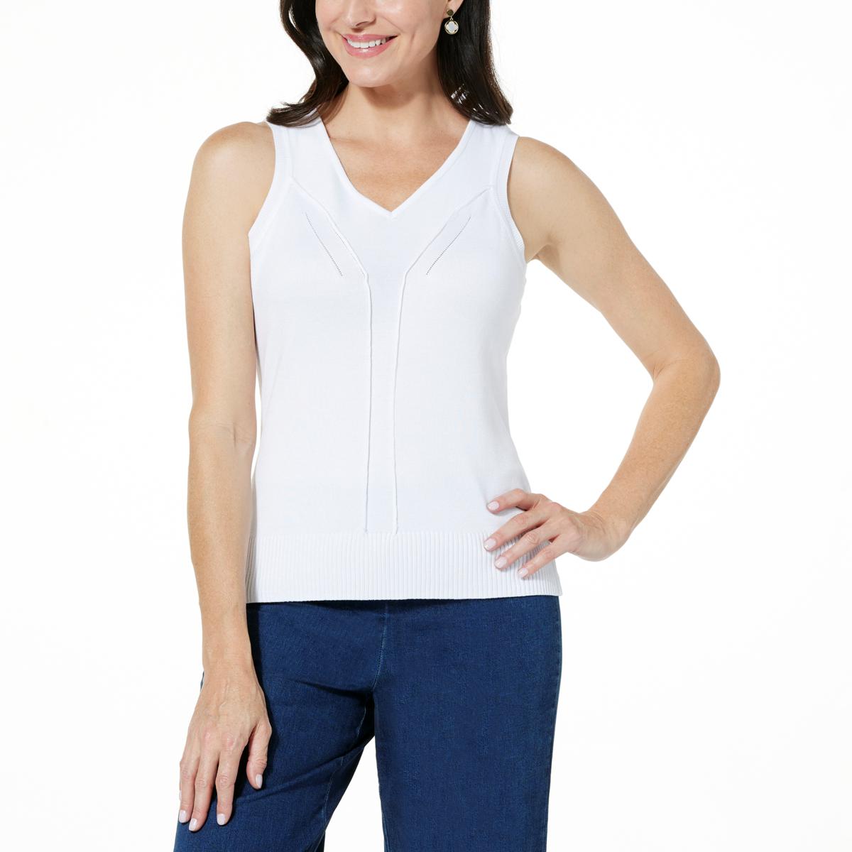 Jaclyn Smith Fine Gauge V-Neck Sweater Tank - 22065776