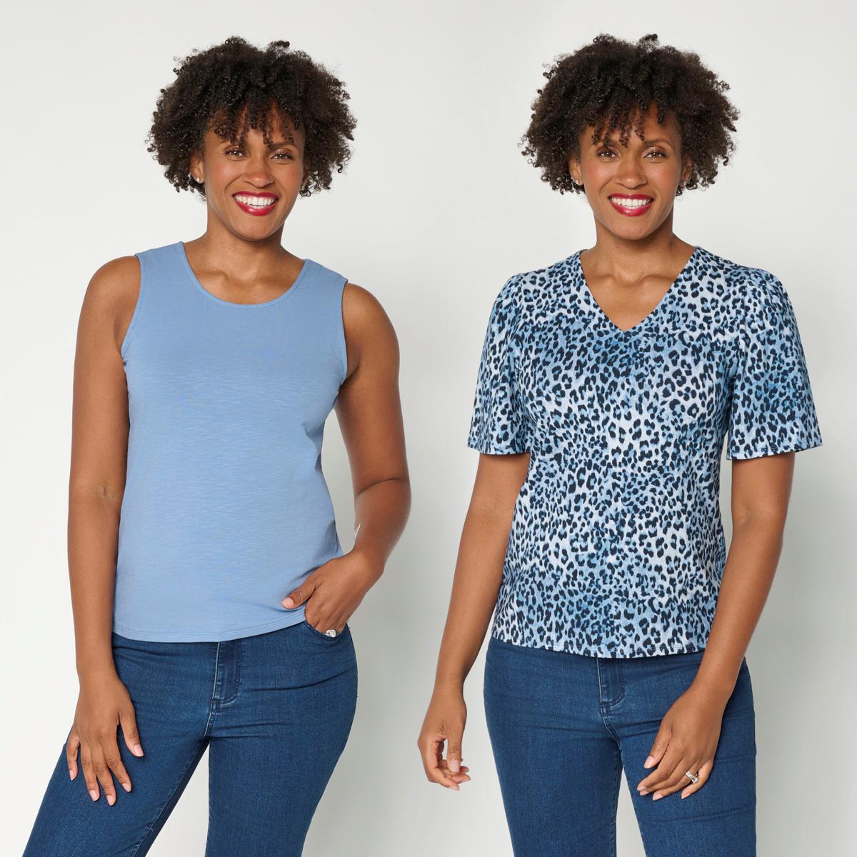 トップス min Jaclyn Smith Rib Knit Scoop and V-Neck Top 2-Pack | HSN