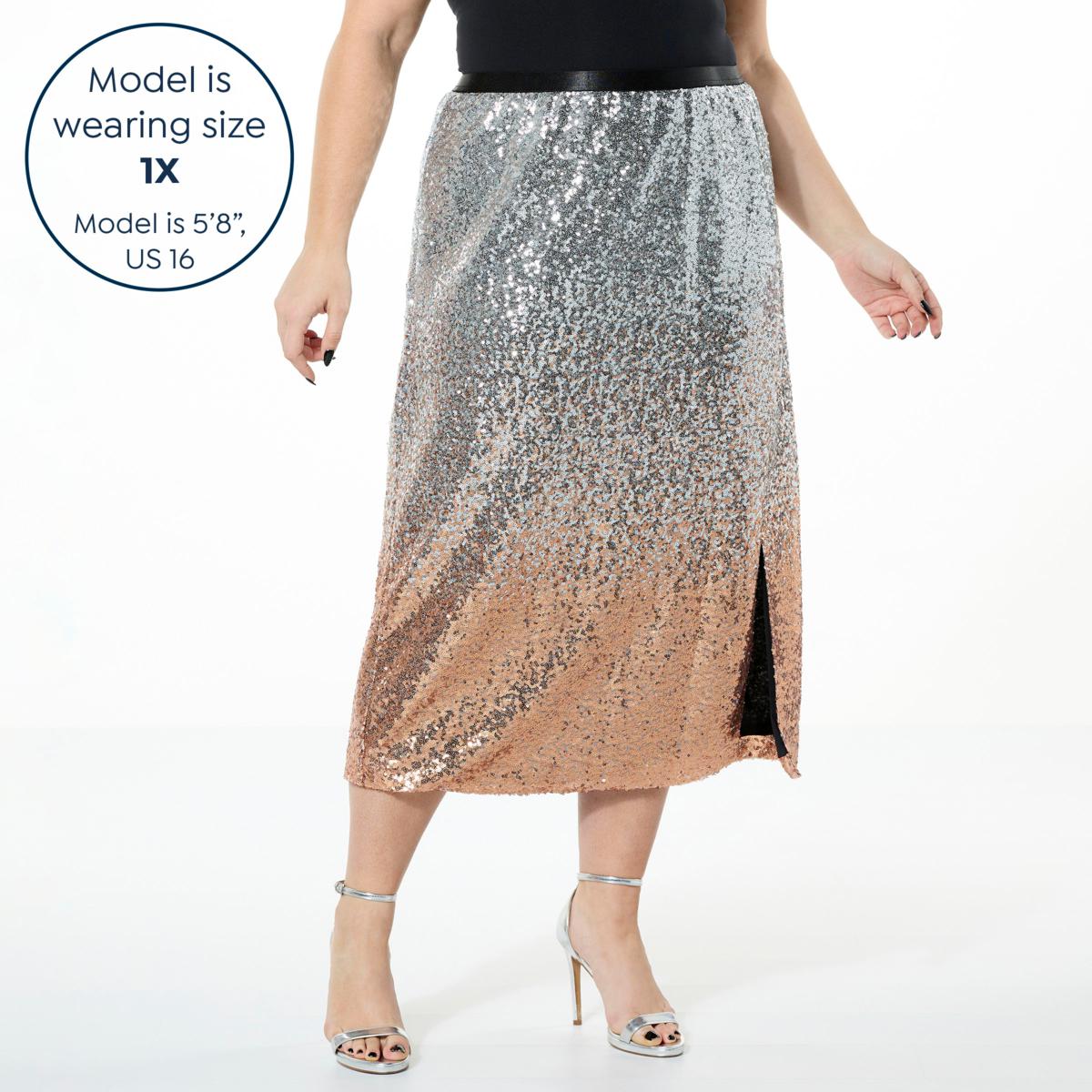 Silver sequin outlet skirt qvc