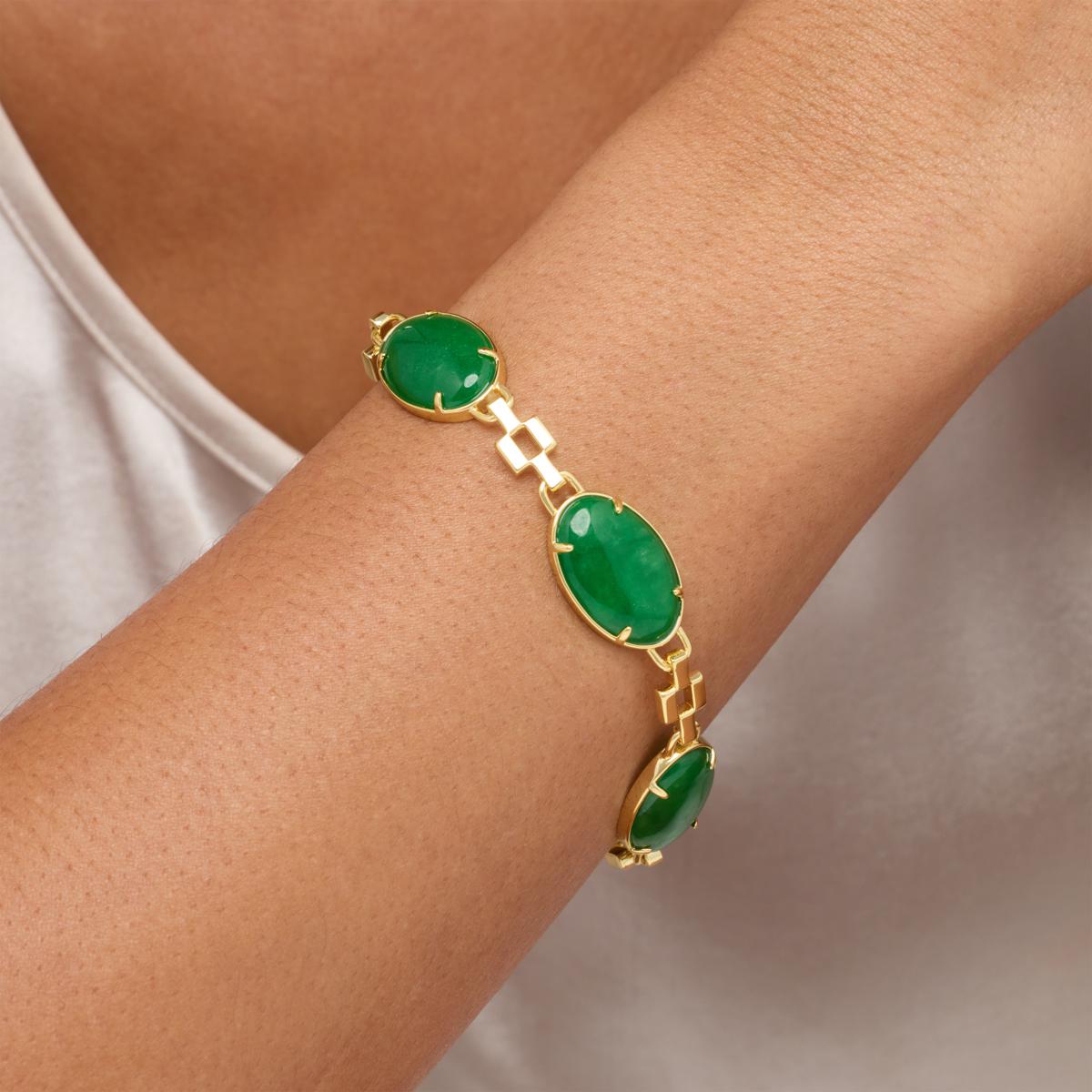 Vintage Jade Chip Bronze Chain Link Belt Natural Stone Tan/Green/Jade Chips 38”L GREEN JADE STONE 925 STERLING SILVER LINK CHAIN BRACELET 7  main image 3