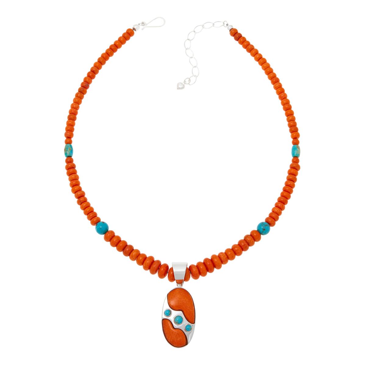 Orange turquoise clearance necklace