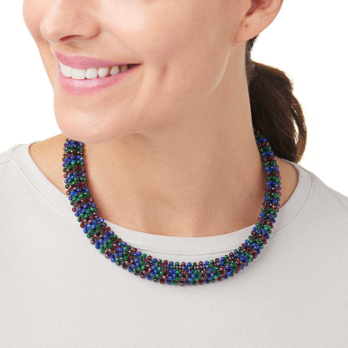 Woven on sale bead necklace