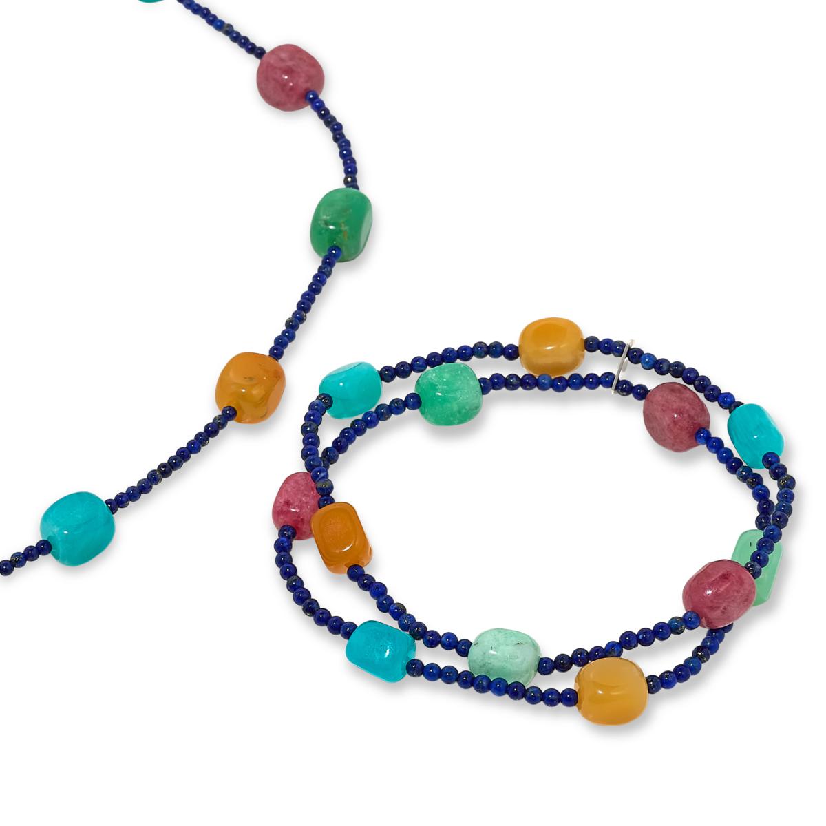 Jay King Multigemstone Bead Necklace and Stretch Bracelet 2-piece