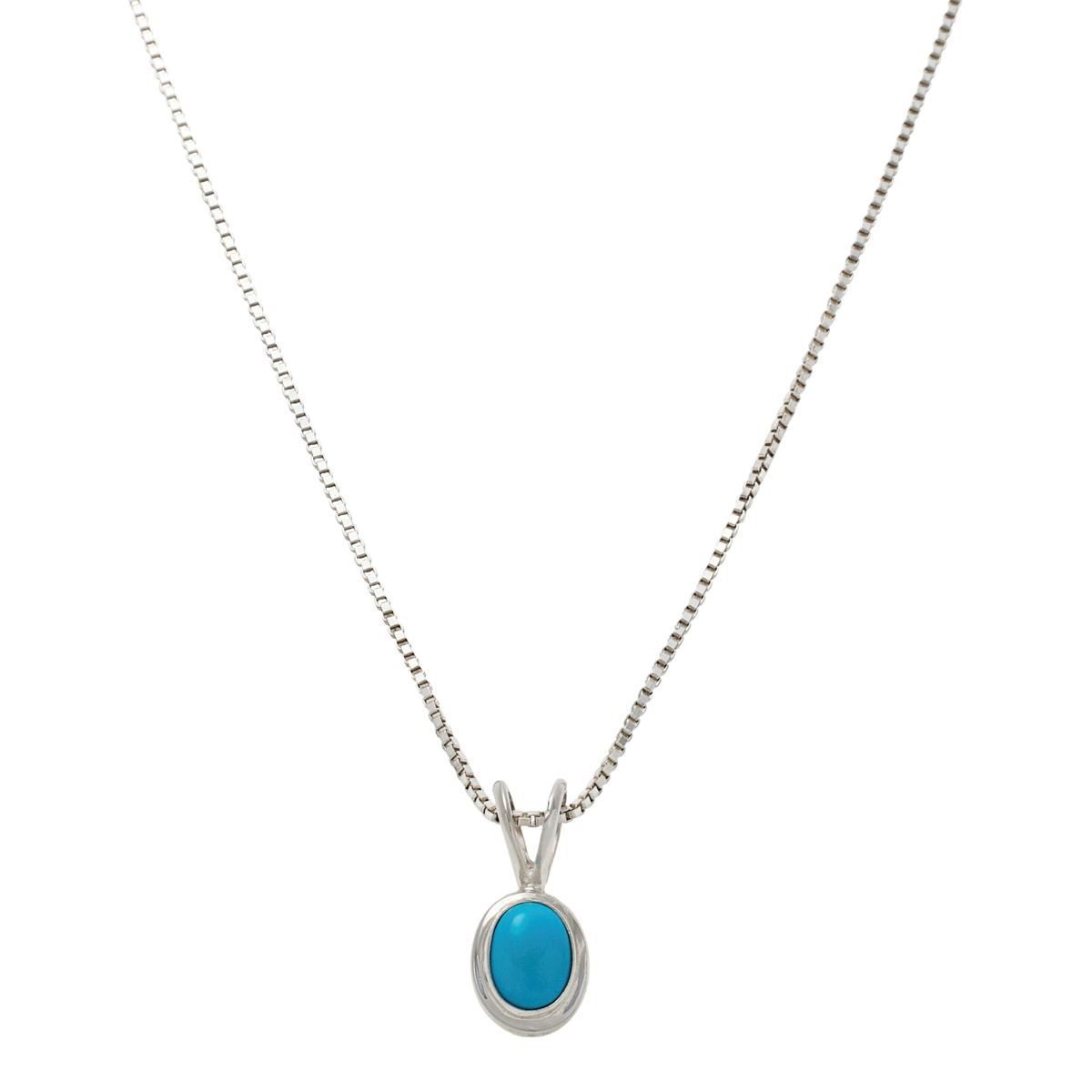 Jay King Sleeping Beauty Turquoise Oval Pendant with Box Chain ...