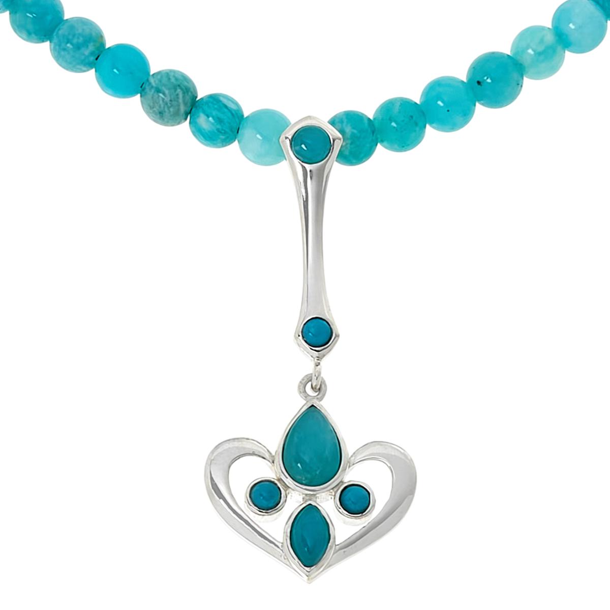 Jai Style  4mm Turquoise Bracelets with Sterling Silver Beads and Amulet