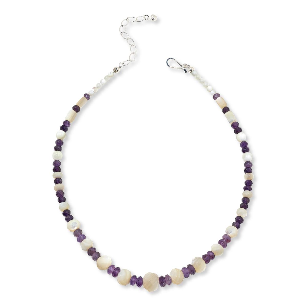 Sterling Silver Amethyst and Mother of Pearl Necklace Sterling Silver Amethyst and Mother of Pearl Necklace