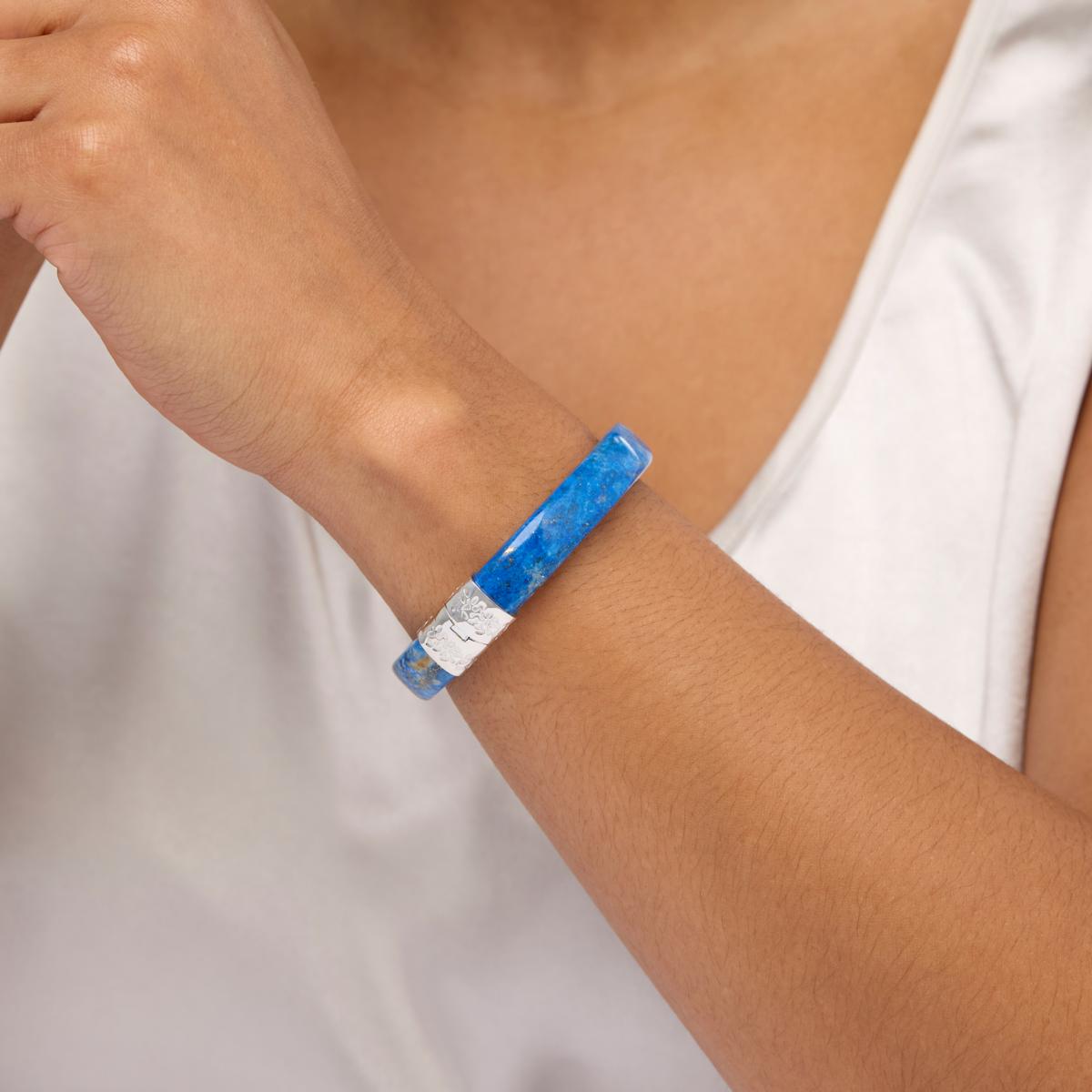 Jay King Sterling Silver Denim Lapis Hinged Bangle Bracelet