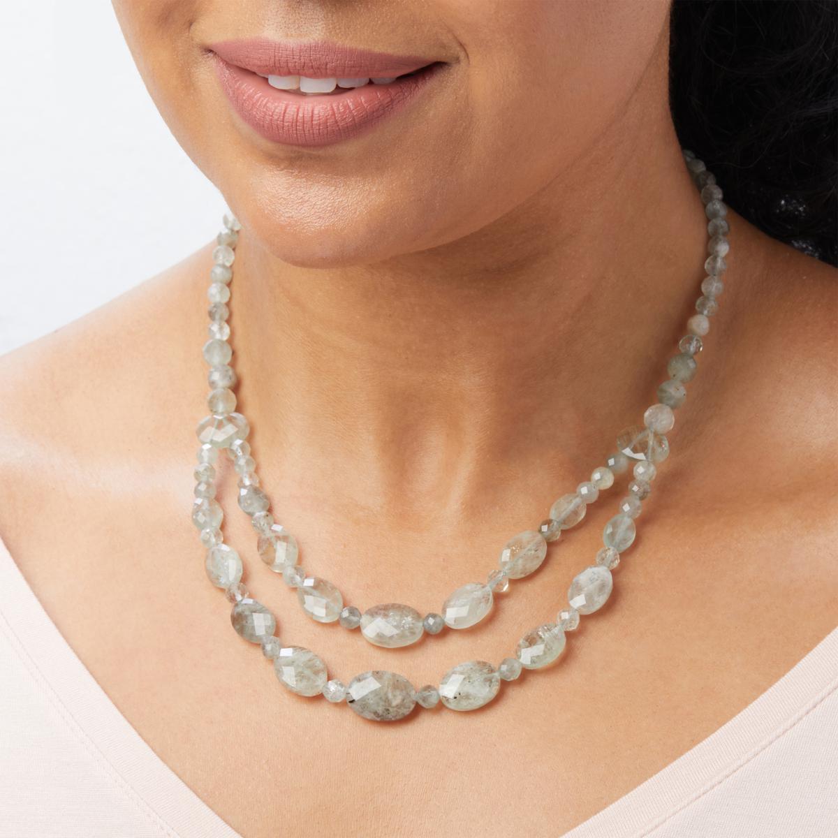 Jay King Sterling Silver Iceberg Green Labradorite Bead Necklace