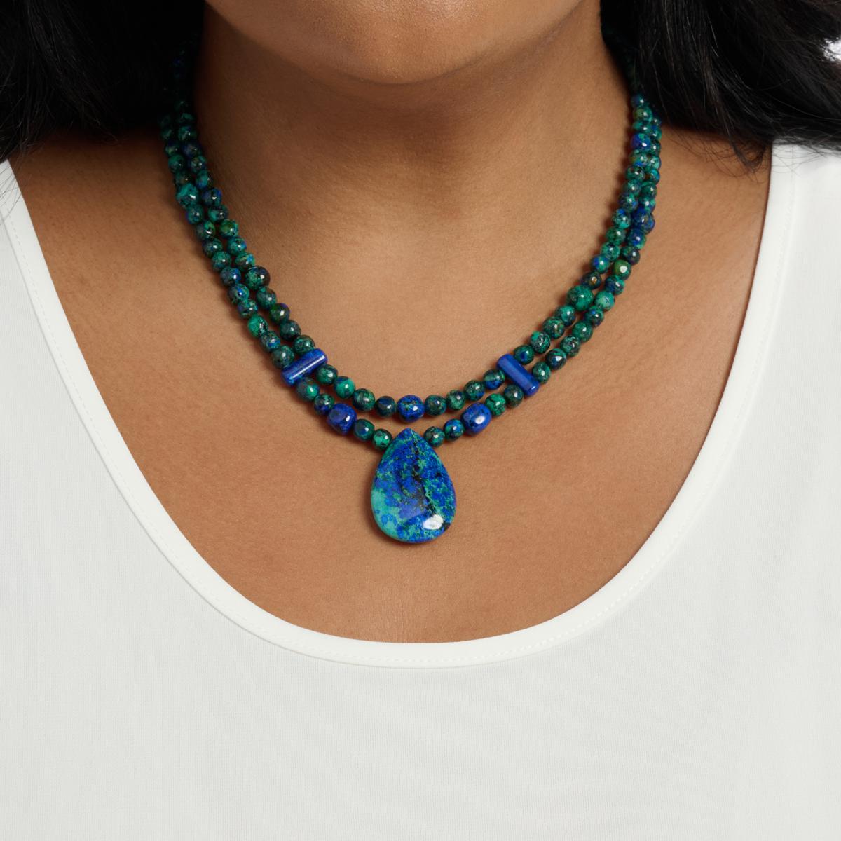 Jay King Sterling Silver Milpillas Azurite-Malachite Necklace | HSN