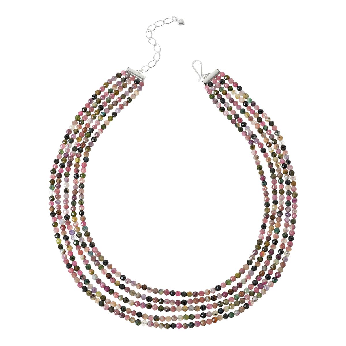 Jay King Sterling Silver Multicolor Tourmaline 5-Strand Necklace ...