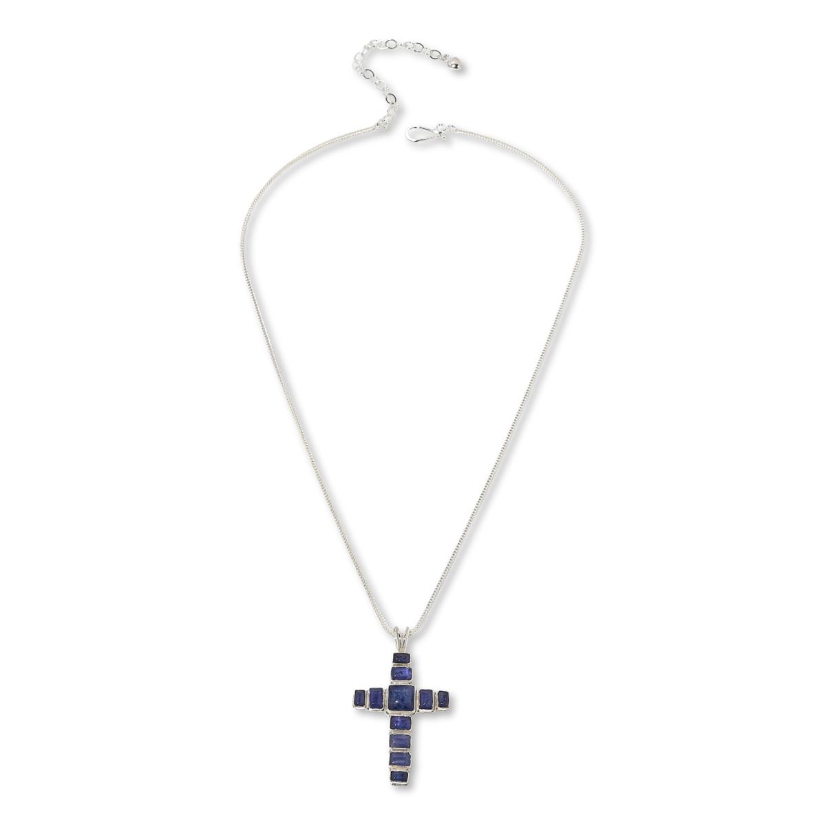 Jay King Sterling Silver Tanzanite Cross Pendant with Chain Jay King Sterling Silver Tanzanite Cross Pendant with Chain