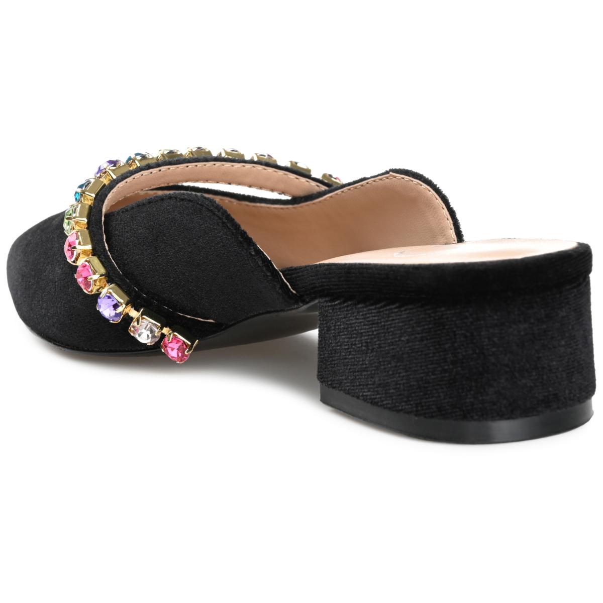 Journee Collection Women's Velvet Pointed-Toe Jewel Flat