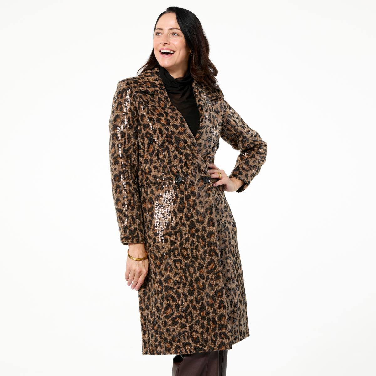 kathy ireland® Fashion 360 Leopard Love Double-Breasted Trench