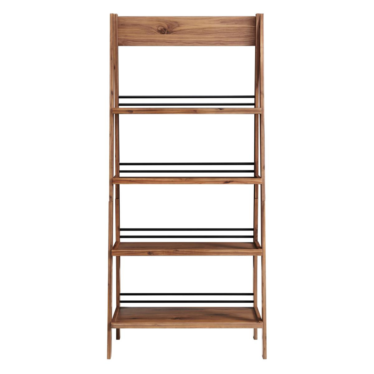 Lavish Home 4-Tier Ladder Freestanding Bookshelf with X-Back Frame