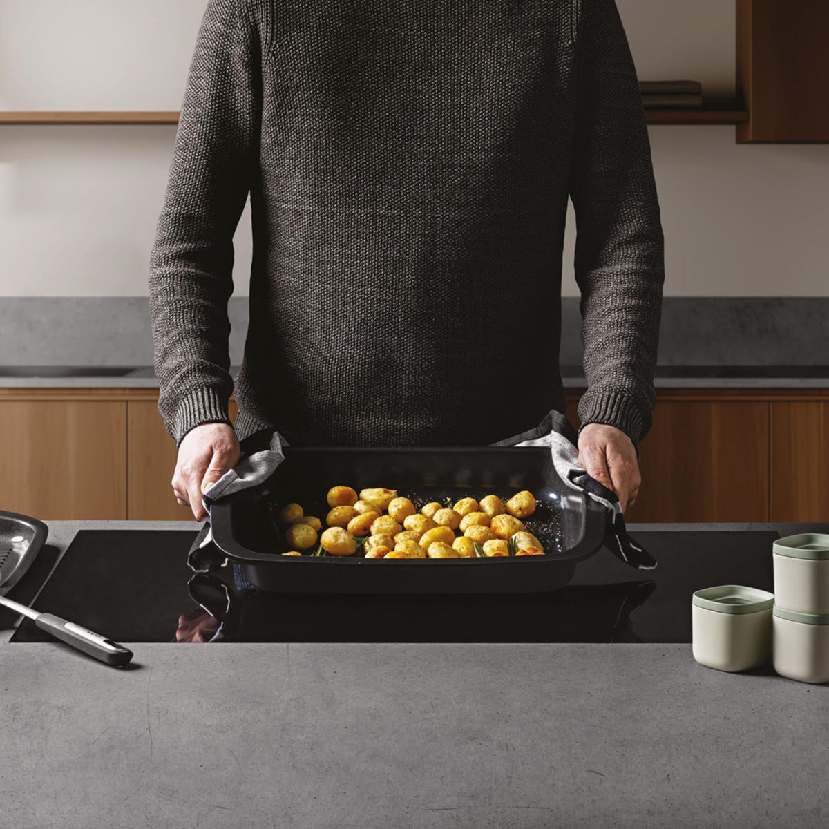 【未使用】　Ceramic Grill Plate Chef ストーンブラック Leo Graphite Ceramic Grill Plate with Handles | HSN