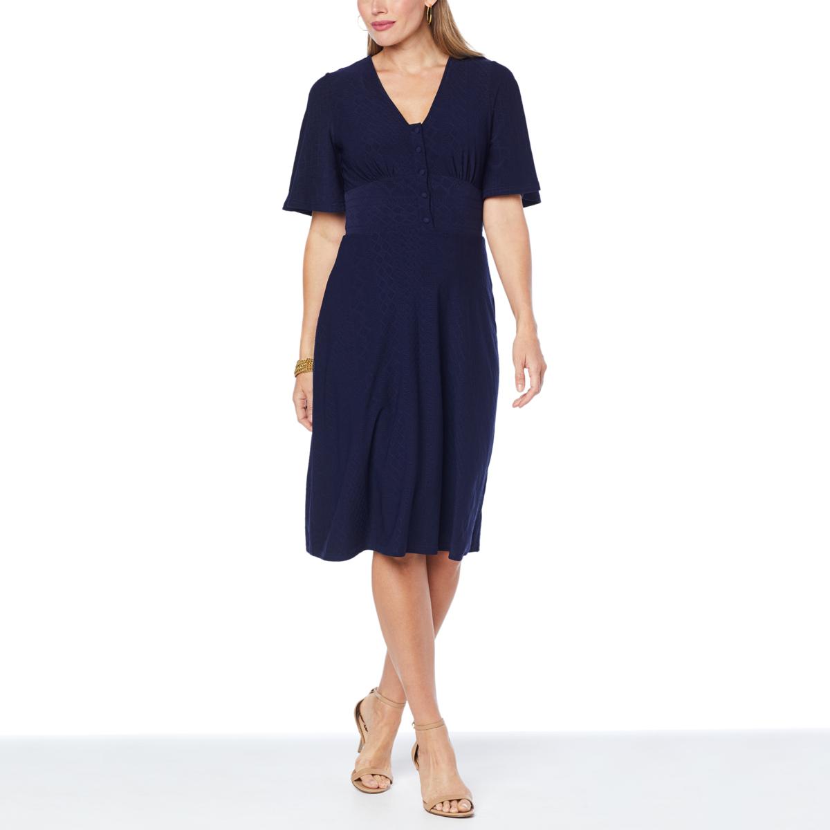 Leota Plus Blouson Sleeve Faux Wrap Dress