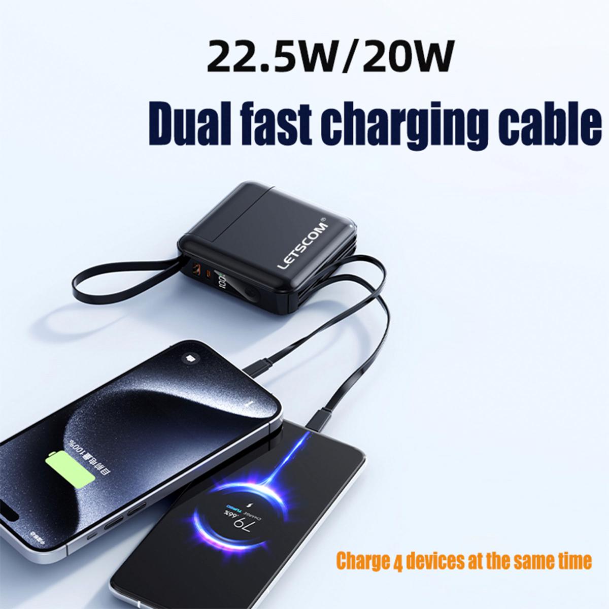 Letscom 10k mAh Power Bank w/LCD Display, AC Plug & Tassel | HSN