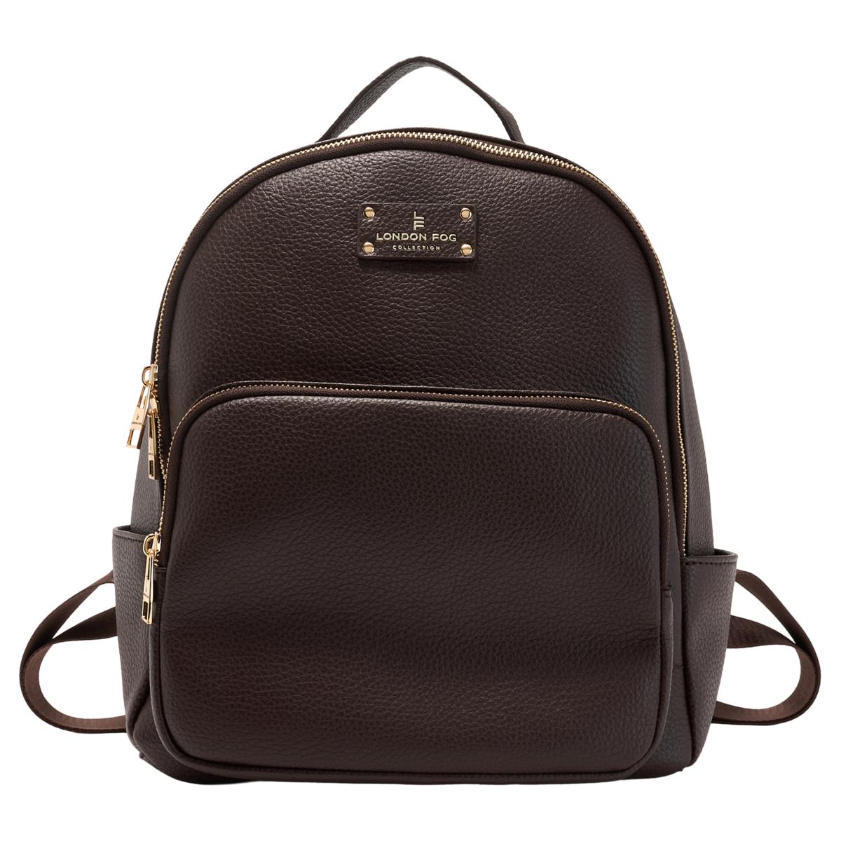 London Fog Taupe Pebbled Backpack with Gold Hardware Full Togo Leather Backpack | Elegant Everyday Design main image 3