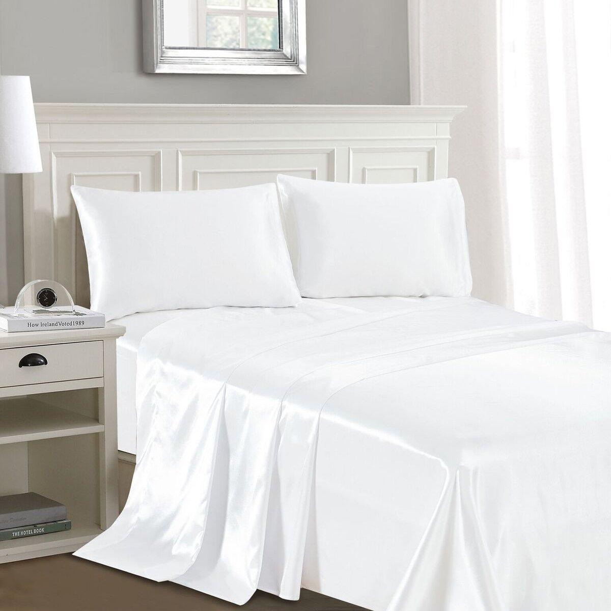 Luxury Home Silky-Soft Satin 4-Piece Sheet Set- Queen | HSN, image size:1200x1200