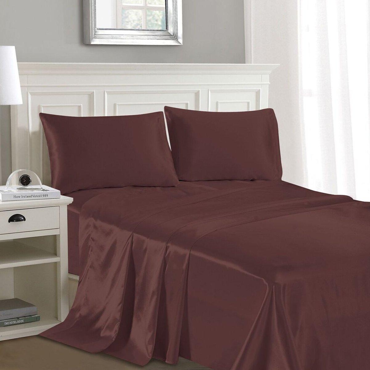 Luxury Home Silky-Soft Satin 4-Piece Sheet Set- Queen | HSN