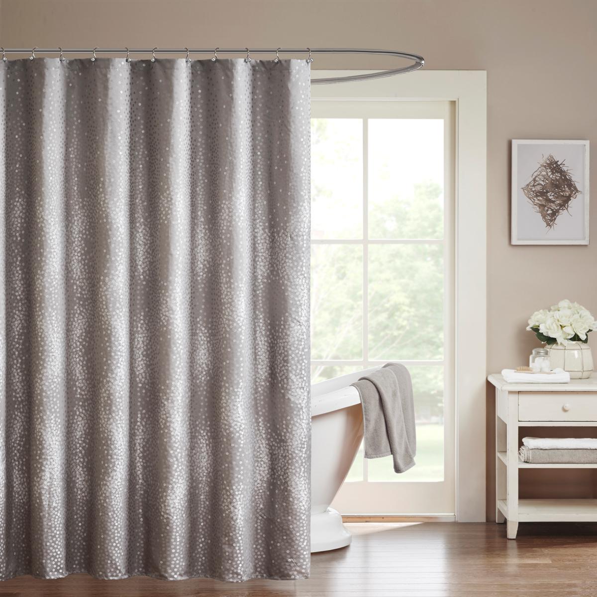 Madison Park Quinn Shower Curtain - Gray/72" x 72"