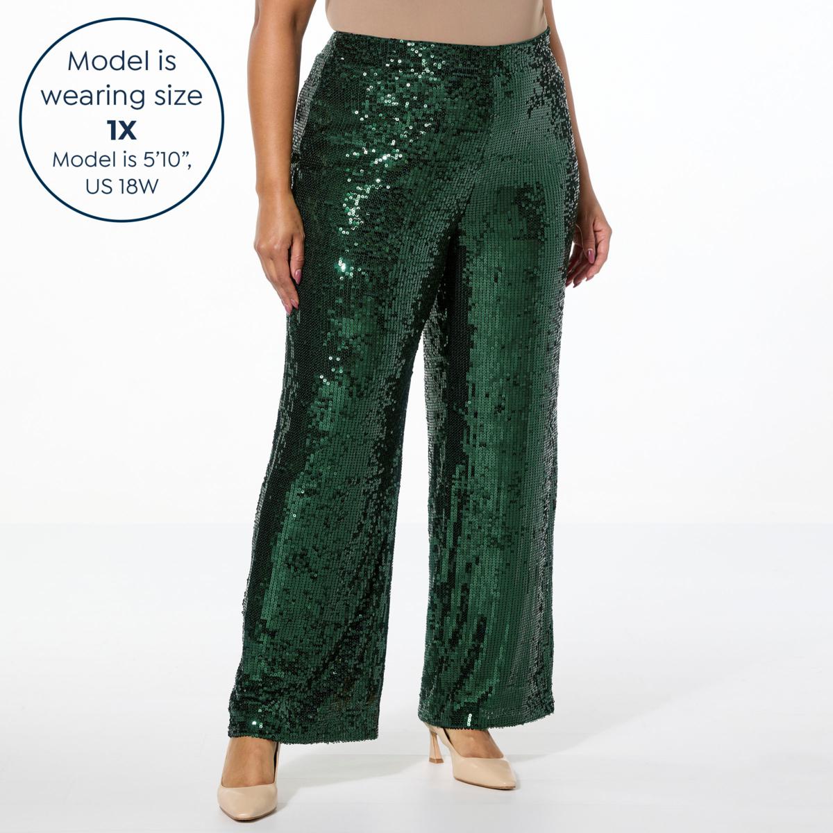 パンツ MICRO SEQUIN PANTS Mark & James by Badgley Mischka Elisa Sequin Palazzo Pant