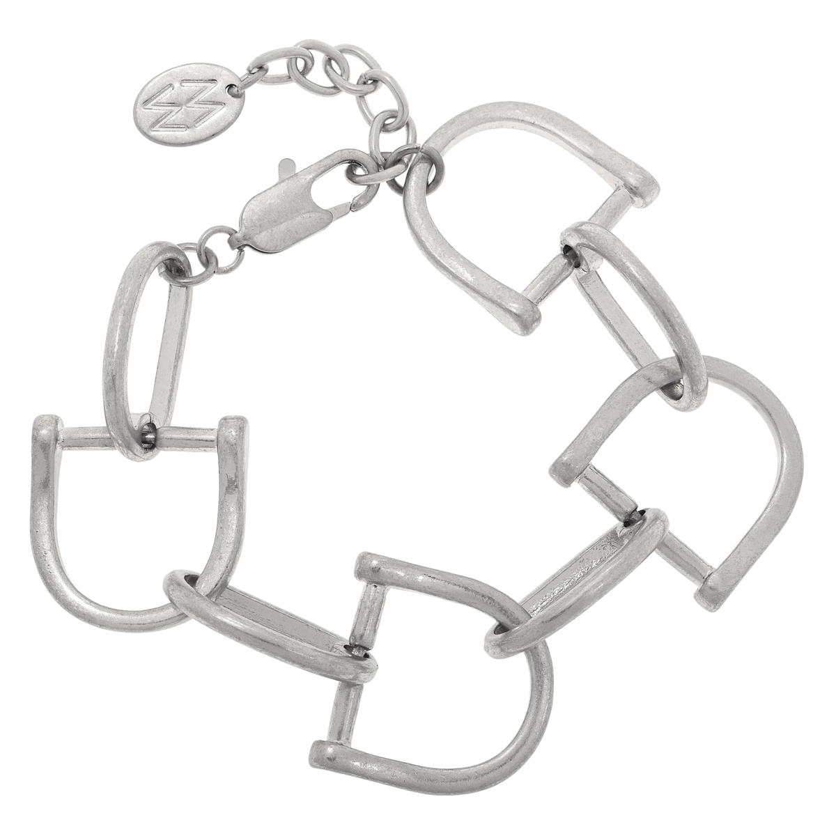 MarlaWynne 8-11/16 Horseshoe Link Bracelet - Metallic