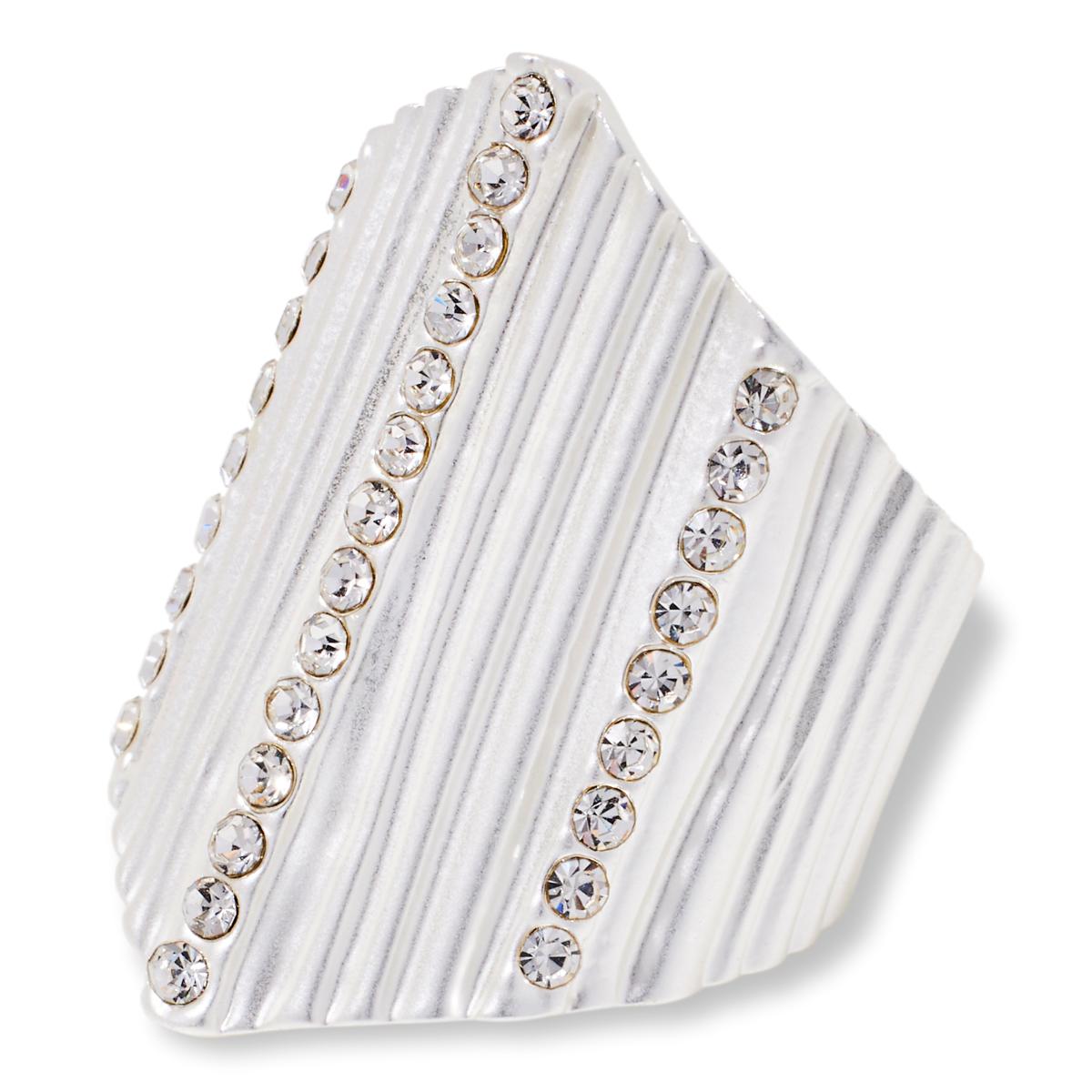 MarlaWynne Pavé Crystal Brushed Finish Hexagon Ring - 23377878 | HSN