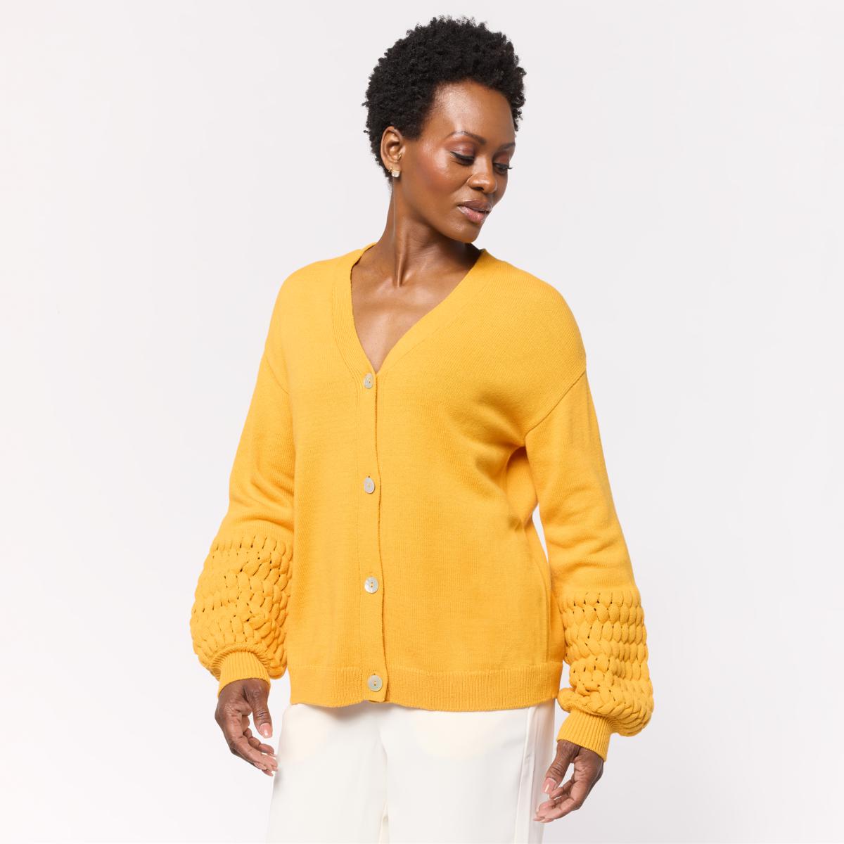 MarlaWynne SoftSPUN Herringbone Long Sleeve V-Neck Cardigan | HSN