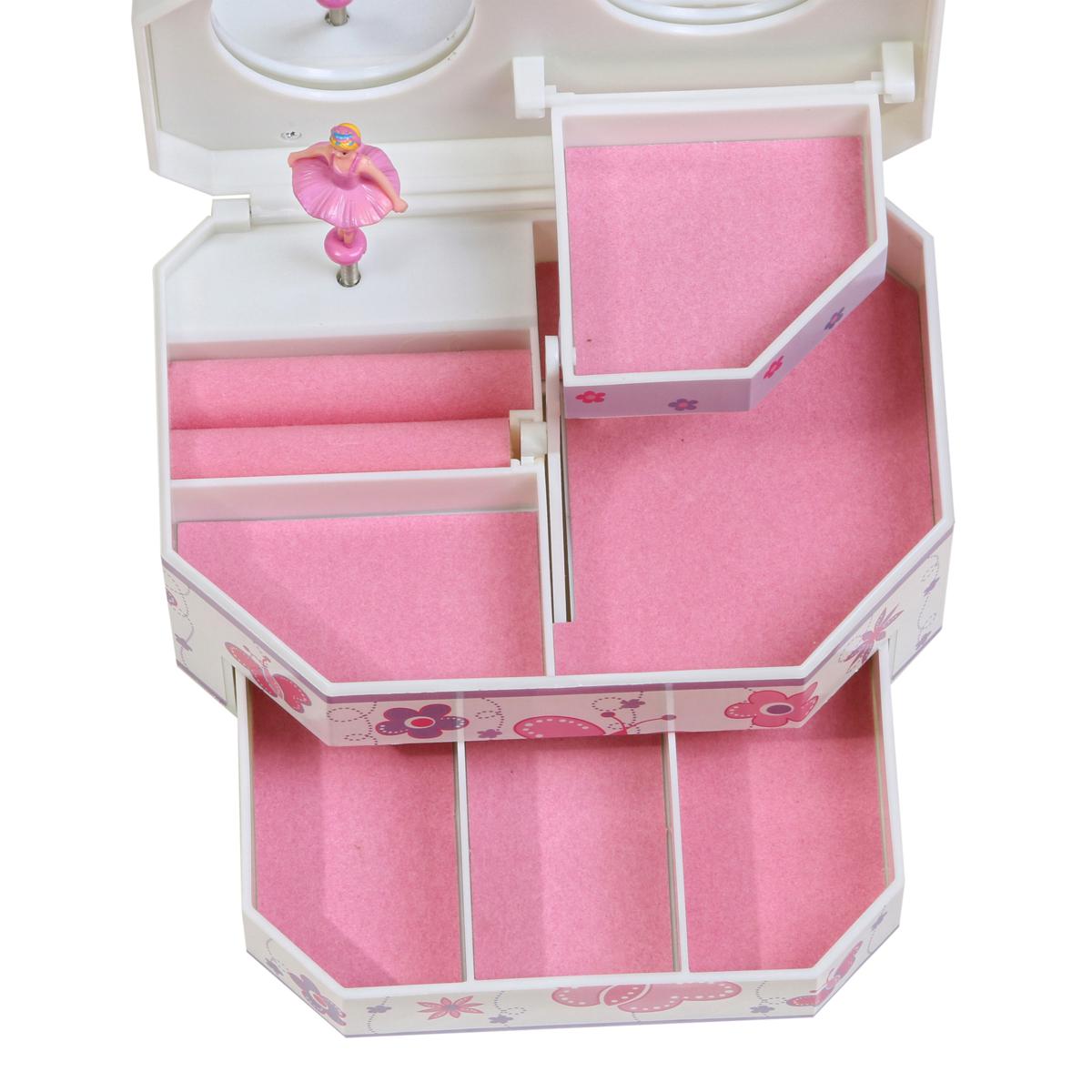 Mele & Co. Hyacinth Girl's Glittery Upright Musical Ballerina Jewelry Box, Pink